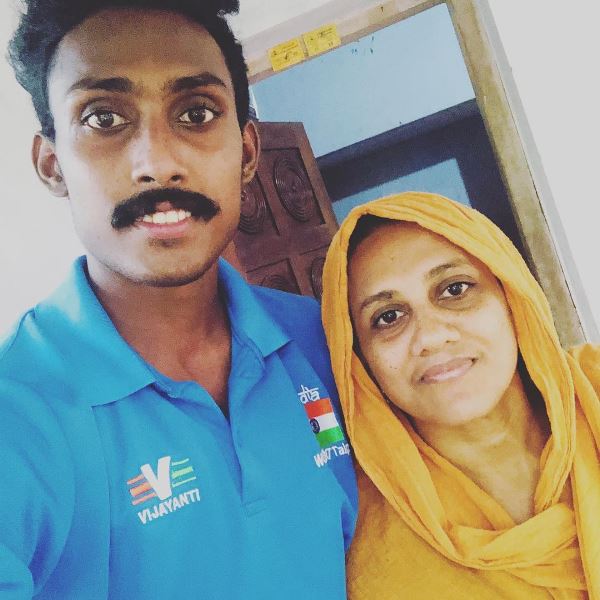 Anees with his mother
