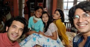 Anushka Luhar with her co-actors during the shoot of the television serial It Happened In Calcutta