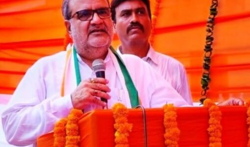 Bhupendra Singh Chaudhary while giving a speech
