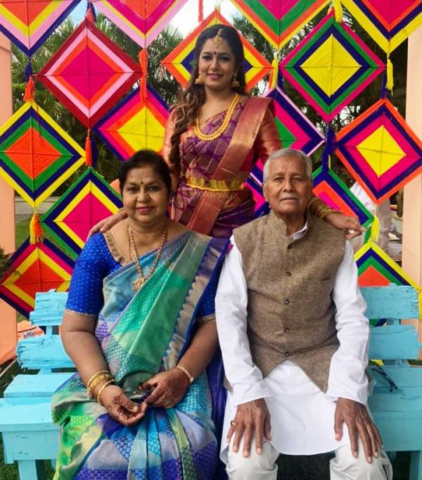 Chaitra Hallikeri with her parents