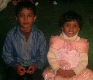 Childhood picture of Tejaswin Shankar with Avantika Shankar