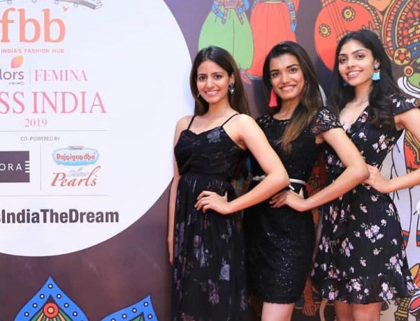 Divita Rai (extreme right) during the auditions of Femina Miss India competition in 2019