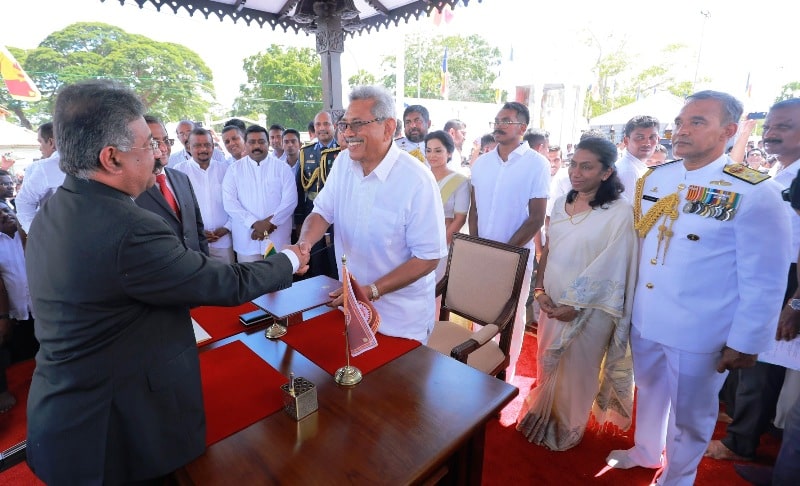 Gotabaya Rajapaksa during his swearing-in ceremony as the 8th President of Sri Lanka