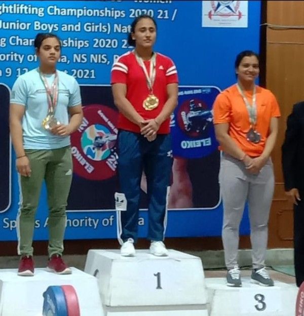 Harjinder Kaur wins gold medal in Senior National Weightlifting Championship Patiala