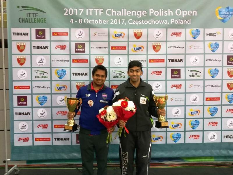 Harmeet Desai after winning a silver medal at the Polish Open