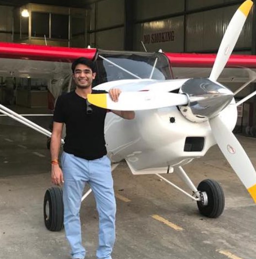 Jaiveer Shergill posing with his private plane
