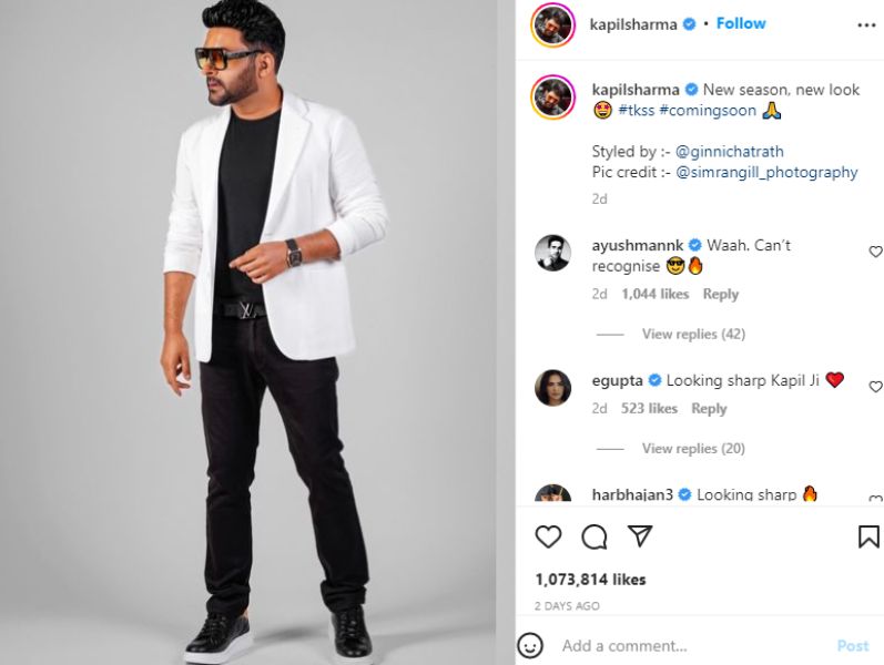 Kapil Sharma shared his new look for the season 4 of The Kapil Sharma Show on Instagram in August 2022