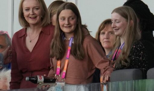 Liz Truss with her daughters, Frances and Liberty