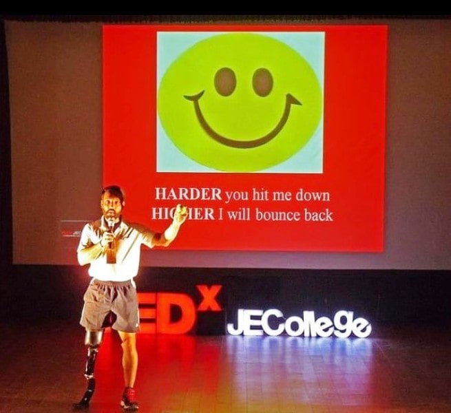 Major DP Singh delivering a speech on TEDx talk show
