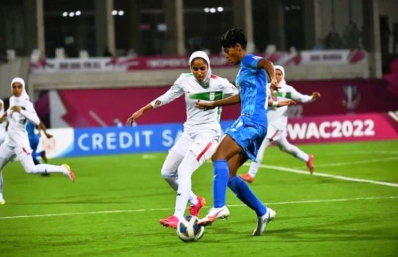 Manisha Kalyan during a match against the women's football team of Jordan