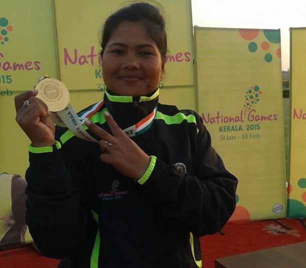 Nayanmoni Saikia after winning a medal in the National Games in 2015