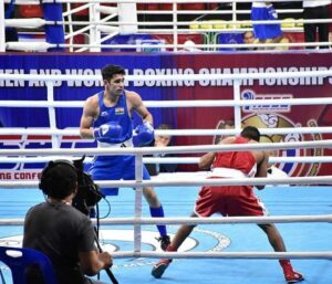 Rohit Tokas during the Asian Amateur Boxing Championship 2019