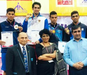 Rohit Tokas posing with his gold medal at the 3rd Elite Men National Boxing Championship 2018