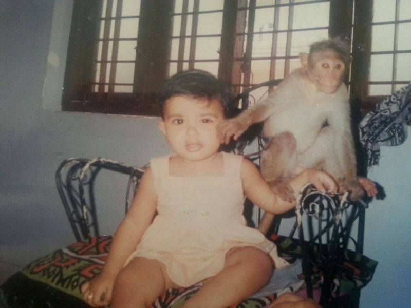 Saanya Iyer's childhood image with her pet monkey