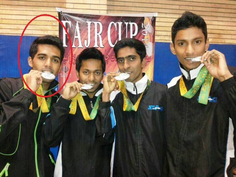 Sanil Shetty after winning a silver medal at the 2014 Fajr Cup held in Iran