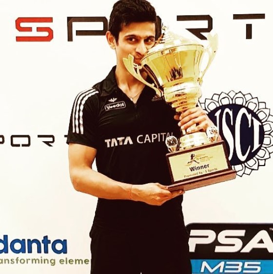 Saurav Ghoshal after winning the Vedanta Indian Open title in 2018