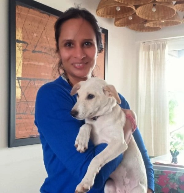 Sonia Gehlot with her pet dog named Coco