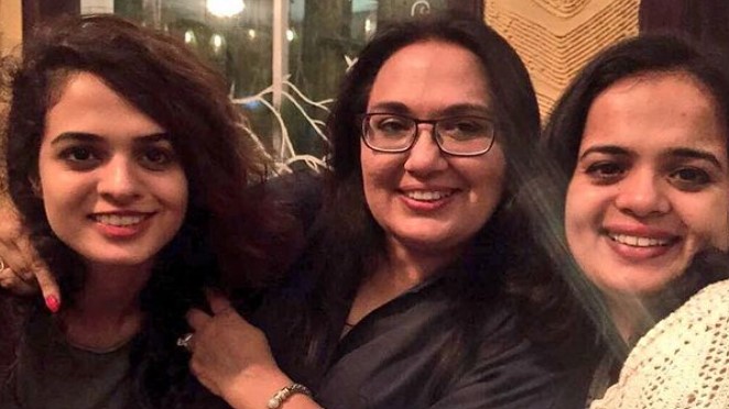 Tania Sachdev with her mother and sister