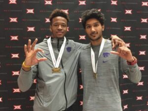 Tejaswin posing with his bronze medal at Big 12 Indoor Championship, Ames, Iowa