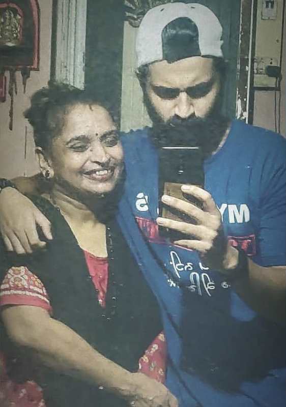 Vignesh with his mother