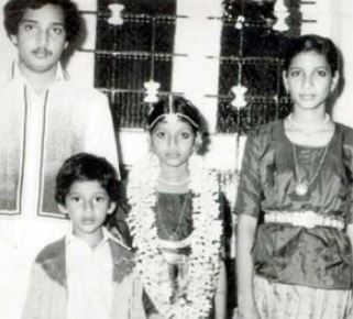 A childhood picture of Mahesh Babu with his siblings