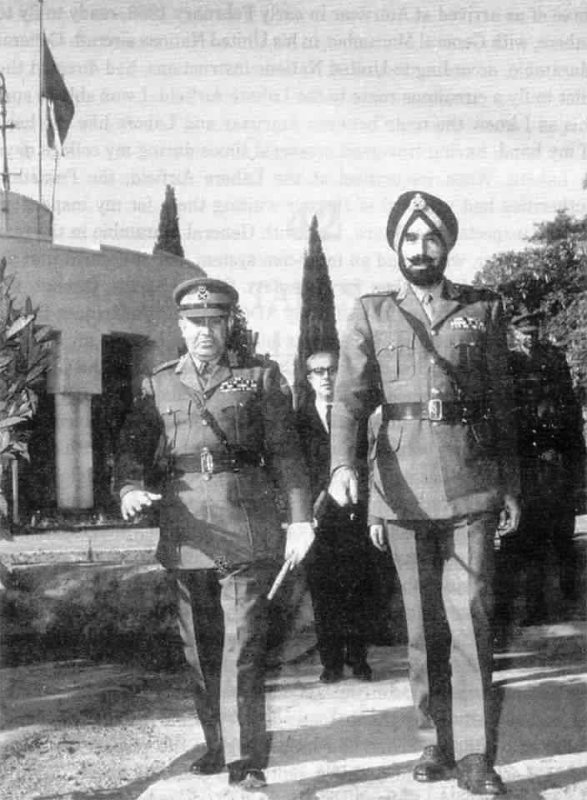 A photograph of Lt Gen Harbaksh Singh Lt. General Bakhtiar after the end of the 1965 war