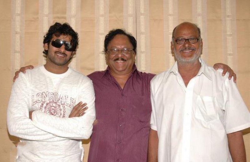 From left to right, Prabhas, Krishnam Raju, and Uppalapati Surya Narayana Raju