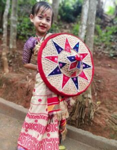 Gunjan Sinha wearing Assam's traditional dress