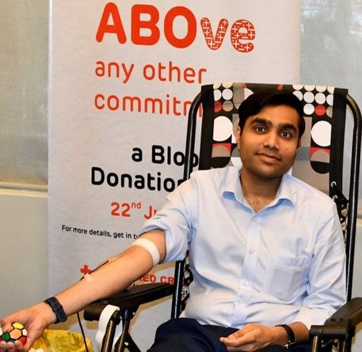 Karan Adani during a blood donation camp