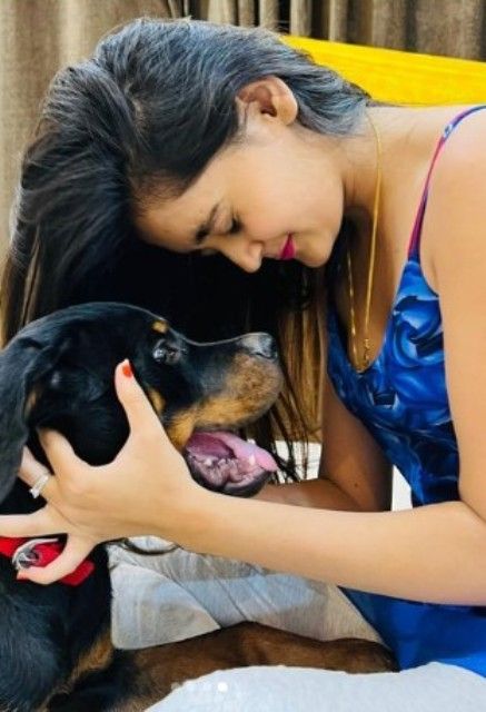 Kavya Yadav with her pet dog