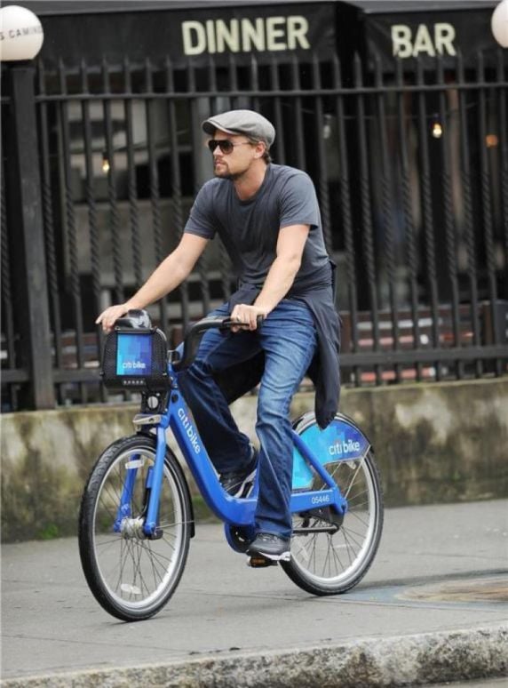 Leonardo DiCaprio enjoying a bicycle ride