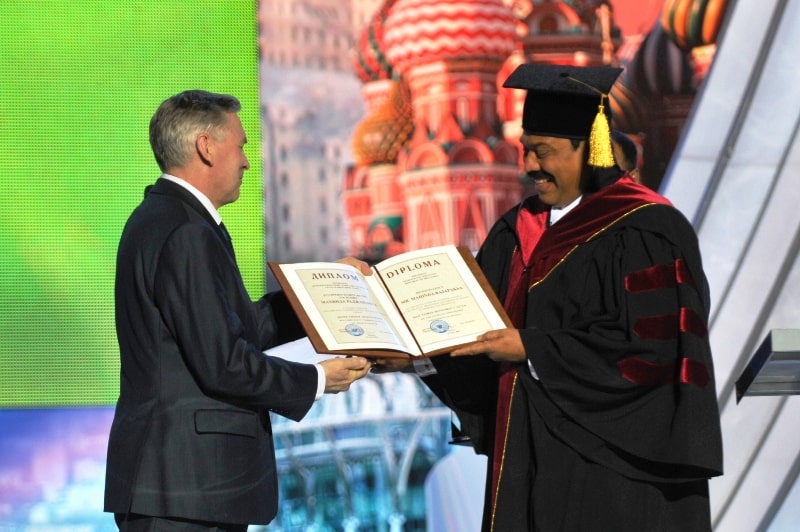 Mahinda Rajapaksa in Russia during his felicitation in Russia