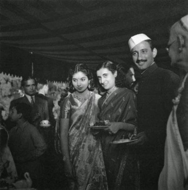 Nayantara Sahgal (left) with Indira Gandhi (right) - Picture from Nayantara Pandit’s wedding to her first husband, Gautam Sahgal, in Allahabad in 1949