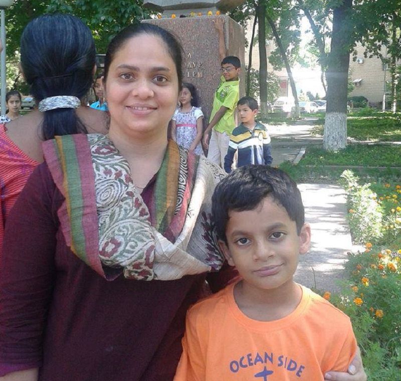Nihal Sarin with his mother