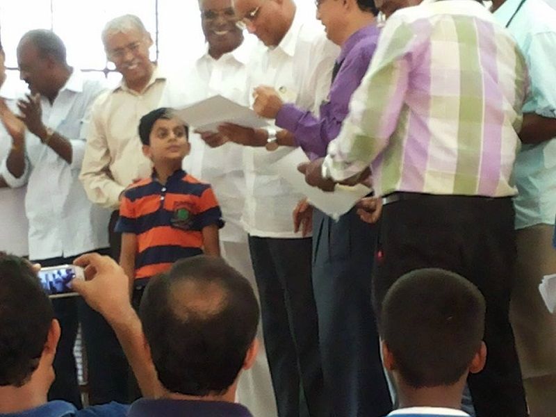 Nihal at the prize distribution function of National under 11 chess championship (2015)