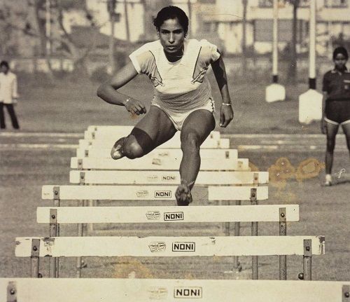P. T. Usha in a hurdle race