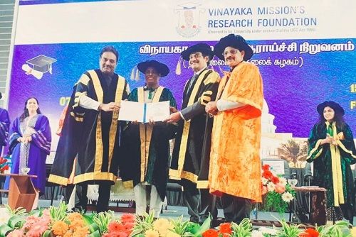 P. T. Usha receiving honourary doctorate degree by Vinayaka Missions Research Foundation