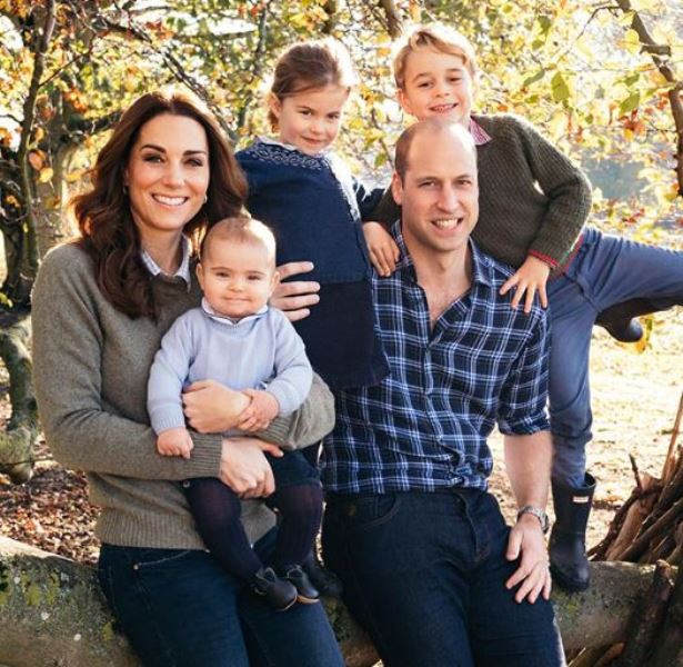 Prince William with his wife Princess Catherine and children (From left- Louis, Charlotte, and George)