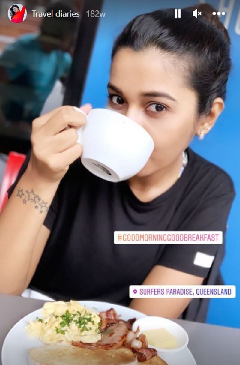 Priya Bhavani Shankar's Instagram story eating eggs