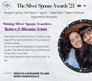 Renaye Tejani's Instagram post on winning the Shining Silver Spoon Award at The Silver Spoon Awards 2021