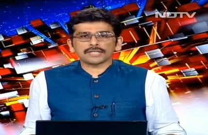 Sanket Upadhyay while hosting a show at NDTV