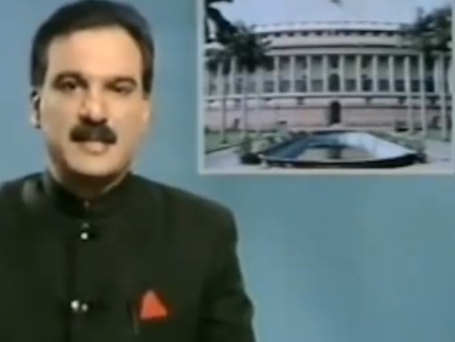 Shammi Narang while anchoring news on DD