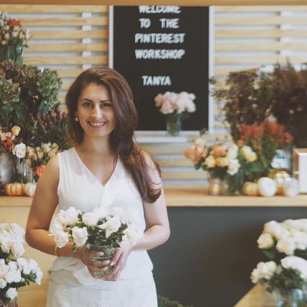 Tanya Gyani hosting a floral design Workshop in collaboration with Pinterest at its Headquarter in San Francisco