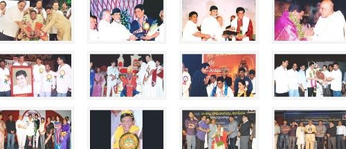 A collage of Tanikella Bharani receiving awards