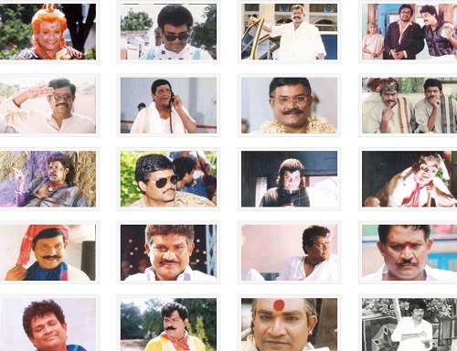 A collage of Tanikella Bharani's photos from his various films