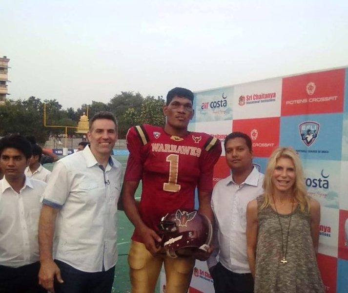 A picture of Yogesh Jadhav which was taken while participating in the 2016 American Football Championship