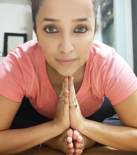 Apurva Nemlekar while practicing yoga