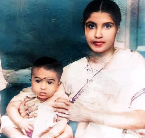 Babu Antony in childhood with his mother