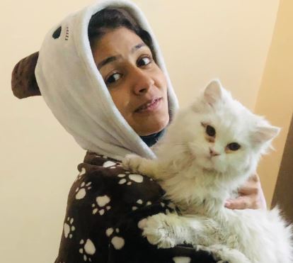 Gori Nagori with her pet cat