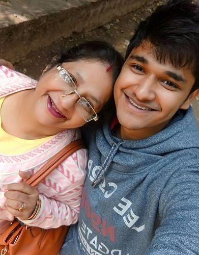 Nayandeep Rakshit with his mother